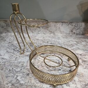 Vintage Brass Hazel Atlas Chip And Dip And Candle Holder